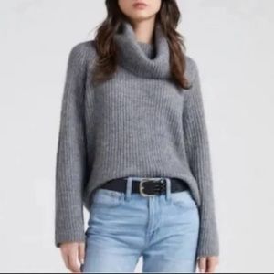 Point Sur by J. Crew Ribbed Mohair Turtleneck Sweater in Grey - Size M